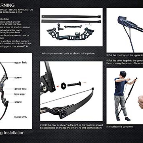 Tongtu Takedown Recurve Bow and Arrows for Adults Set 30 40 lbs Al...