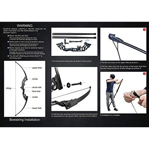 Tongtu Takedown Recurve Bow and Arrows for Adults Set 30 40 lbs Al...