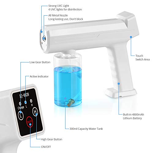 4800mAh Disinfectant Fogger, Nano Steam Rechargeable, 300ML Ha...