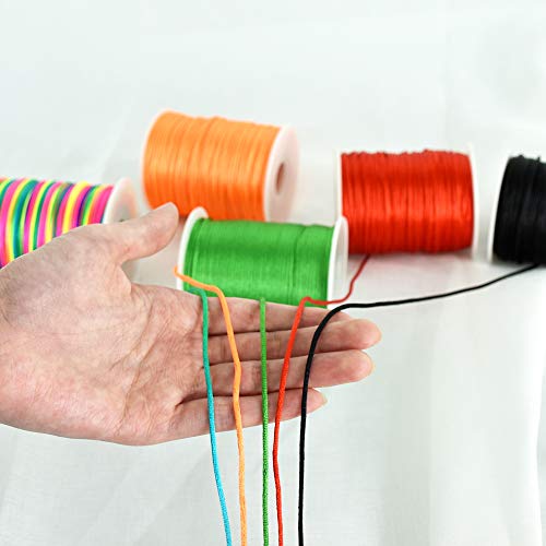 TONIFUL 2mm x 110 Yards Rainbow Color Satin Nylon Trim Cord for Ch...