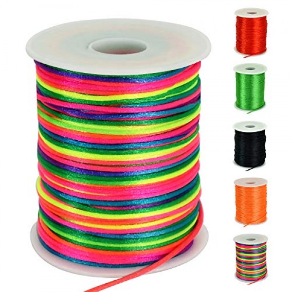 TONIFUL 2mm x 110 Yards Rainbow Color Satin Nylon Trim Cord for Ch...