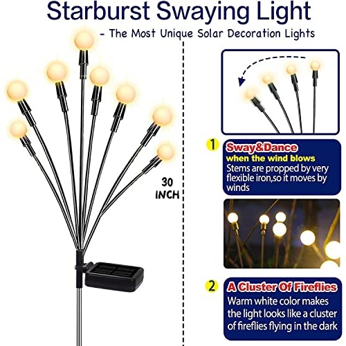 TONULAX Solar Garden Lights - New Upgraded Solar Swaying Light, Sw...