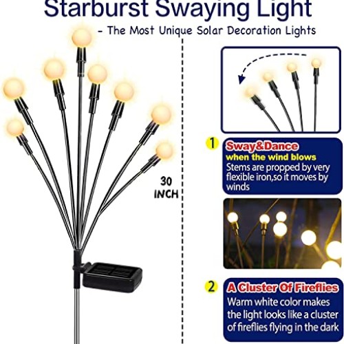 TONULAX Solar Garden Lights - New Upgraded Solar Swaying Light, Sw...