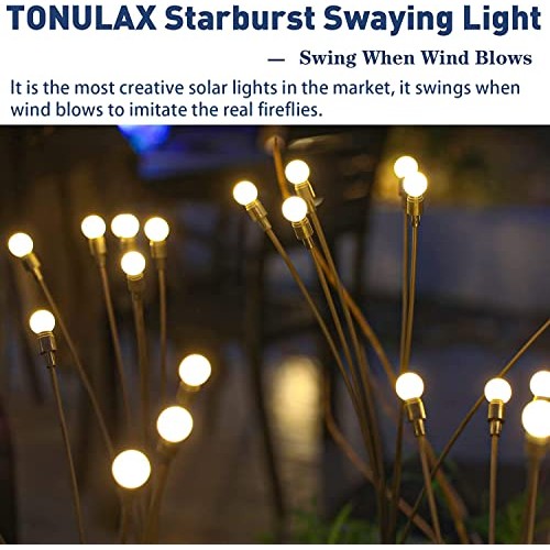 TONULAX Solar Garden Lights - New Upgraded Solar Swaying Light, Sw...