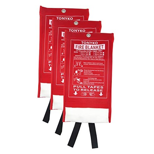 Tonyko Fiberglass Fire Blanket for Emergency Surival, Flame Retard...