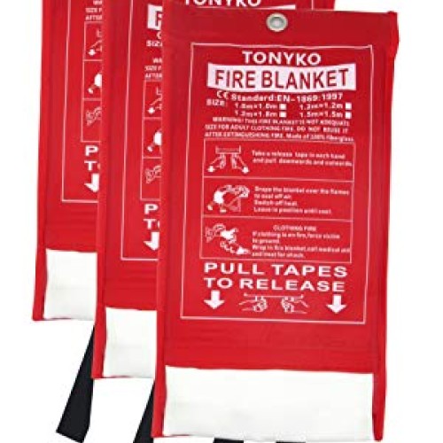 Tonyko Fiberglass Fire Blanket for Emergency Surival, Flame Retard...