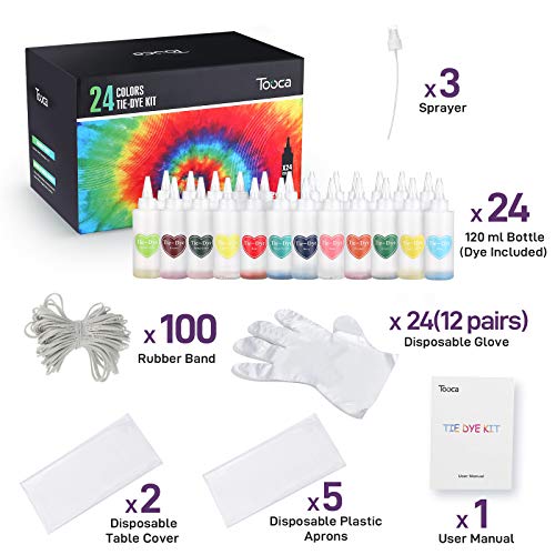 TOOCA Large Tie Dye Kit 24 Colors 120ml, Tie-dye Kits with Spray, ...