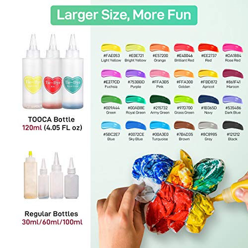 TOOCA Large Tie Dye Kit 24 Colors 120ml, Tie-dye Kits with Spray, ...