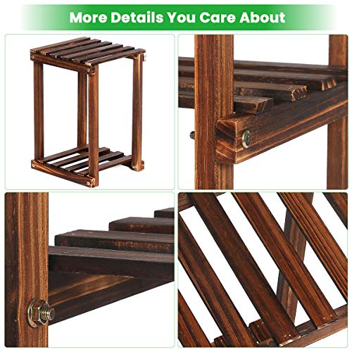 TOOCA Wood Plant Stand Indoor, 4-Piece-Set 16/27/35/38 Flexibl...