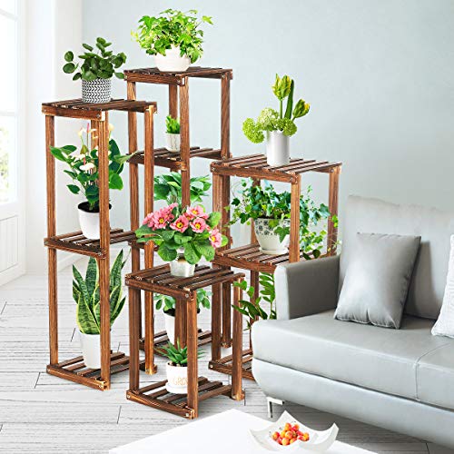 TOOCA Wood Plant Stand Indoor, 4-Piece-Set 16/27/35/38 Flexibl...