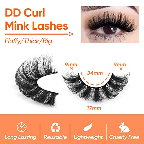 Mink Lashes Fluffy False Eyelashes 20mm Full Wispy Lashes 8D Volum...