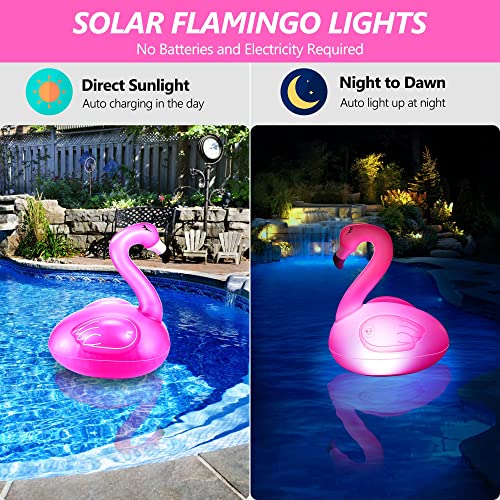 Toodour Floating Pool Lights, 2 Packs Solar Flamingo Pool Lights t...