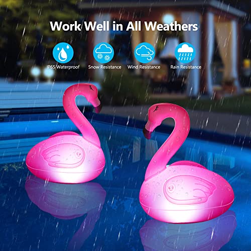 Toodour Floating Pool Lights, 2 Packs Solar Flamingo Pool Lights t...