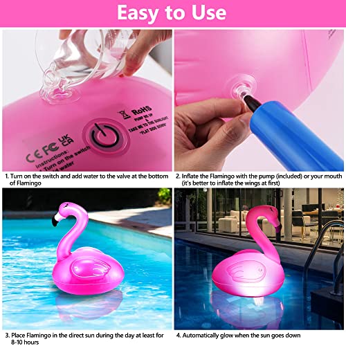 Toodour Floating Pool Lights, 2 Packs Solar Flamingo Pool Lights t...