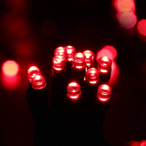 Toodour Solar Red String Lights, 72ft 200 LED 8 Modes Outdoor Stri...