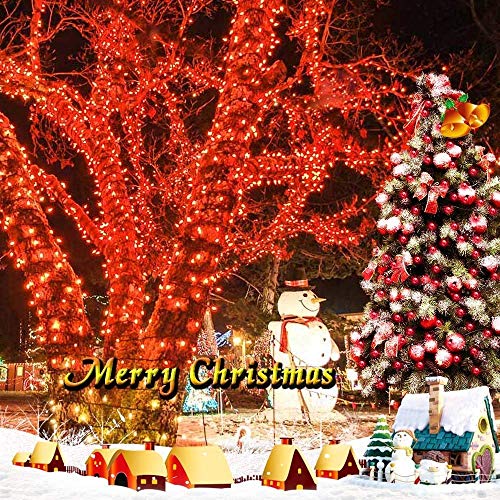 Toodour Solar Red String Lights, 72ft 200 LED 8 Modes Outdoor Stri...