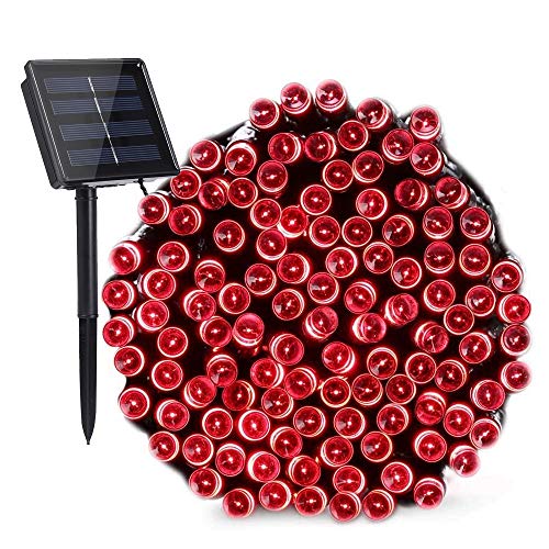 Toodour Solar Red String Lights, 72ft 200 LED 8 Modes Outdoor Stri...