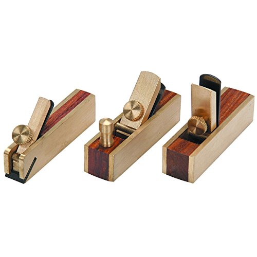 3 piece Micro Mini Brass Hand Plane Set Wood Finish Planer Hardwoo...