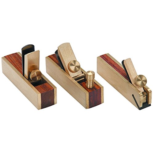 3 piece Micro Mini Brass Hand Plane Set Wood Finish Planer Hardwoo...