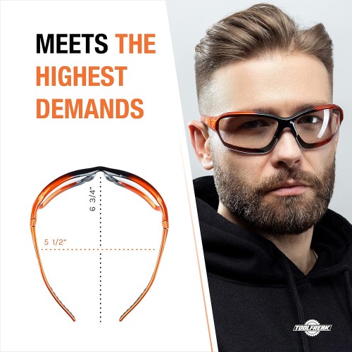 ToolFreak Recka Safety Glasses and Goggles Combo, Rated to ANSI z87.1-2015, Accessories Included
