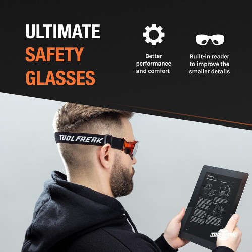 ToolFreak Recka Safety Glasses and Goggles Combo, Rated to ANSI z87.1-2015, Accessories Included
