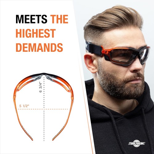 ToolFreak Recka Safety Glasses and Goggles Combo, Rated to ANSI z87.1-2015, Accessories Included