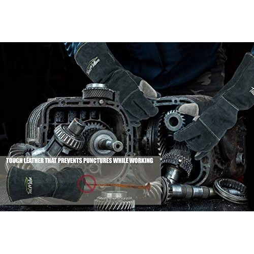 ToolMotive Multi-Purpose Leather Welding Gloves 16 Inch Long- 932°...