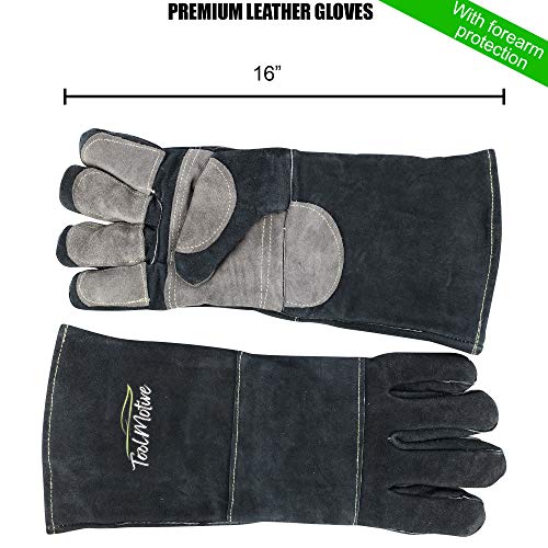 ToolMotive Multi-Purpose Leather Welding Gloves 16 Inch Long- 932°...