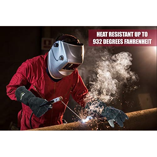 ToolMotive Multi-Purpose Leather Welding Gloves 16 Inch Long- 932°...