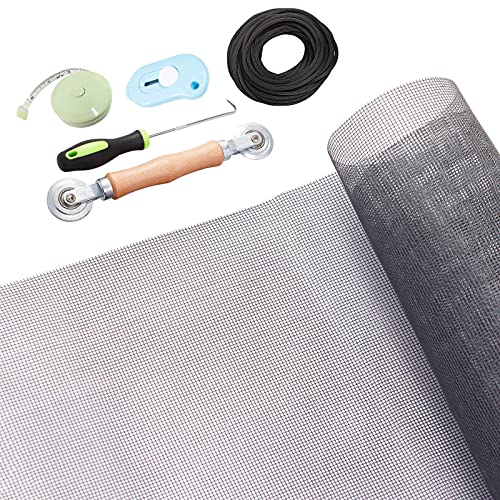 Windows Screen and Screen Door Repair Kit, 48x118 Charcoal Fiber...