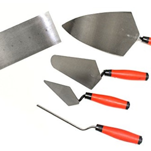 WEDGE: 5 Piece Professional Masonry Trowel Set - Tempered Steel Bl...