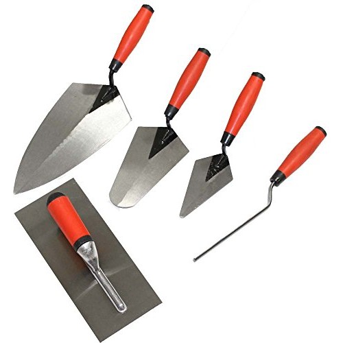 WEDGE: 5 Piece Professional Masonry Trowel Set - Tempered Steel Bl...
