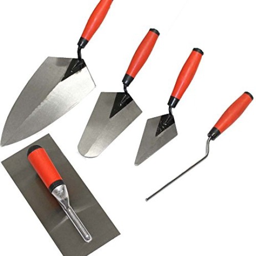 WEDGE: 5 Piece Professional Masonry Trowel Set - Tempered Steel Bl...