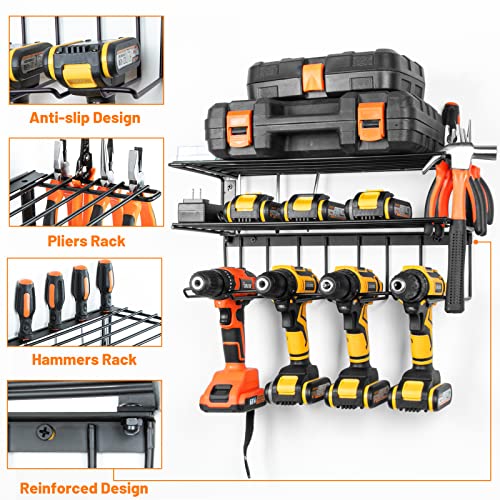 2 Pack Power Tool Organizer Wall Mount,Heavy Duty Metal Drill Hole...