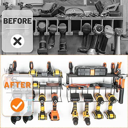 2 Pack Power Tool Organizer Wall Mount,Heavy Duty Metal Drill Hole...