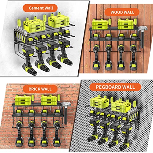 2 Pack Power Tool Organizer Wall Mount,Heavy Duty Metal Drill Hole...