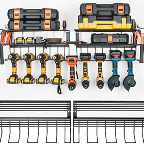 2 Pack Power Tool Organizer Wall Mount,Heavy Duty Metal Drill Hole...