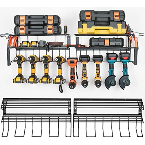 2 Pack Power Tool Organizer Wall Mount,Heavy Duty Metal Drill Hole...