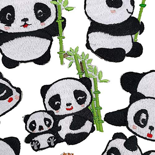 9pcs Multicolor Panda Iron on Patches Embroidered Motif Applique A...