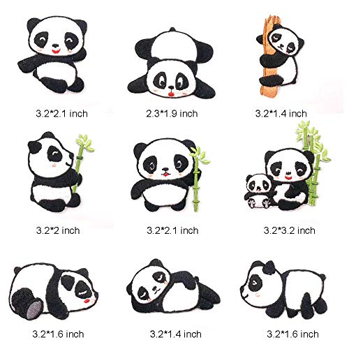 9pcs Multicolor Panda Iron on Patches Embroidered Motif Applique A...