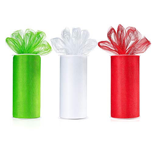 Christmas Colors Tulle Fabric Rolls, Vibrant Tulle Ribbon, 6 Inch ...