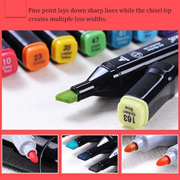 60 Colors Alcohol Markers Dual Tip Graphic Drawing Pen Art Sketch ...
