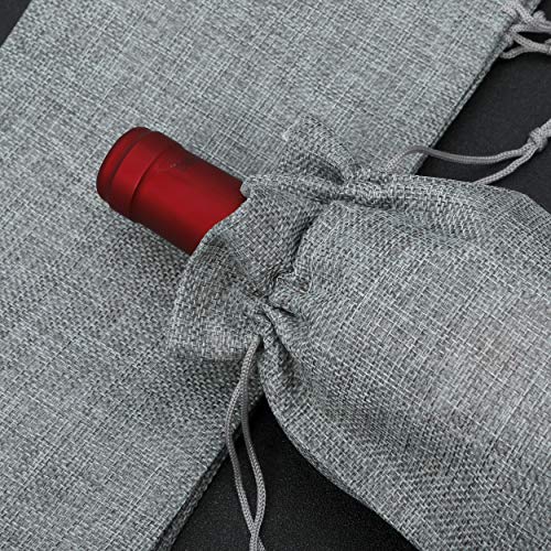 Reusable Burlap Wine Bag, 12 pcs Wine Bottle Gift Bags with Drawst...