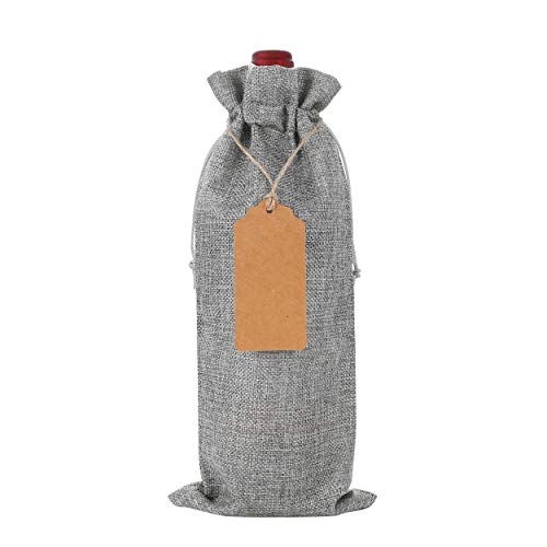 Reusable Burlap Wine Bag, 12 pcs Wine Bottle Gift Bags with Drawst...
