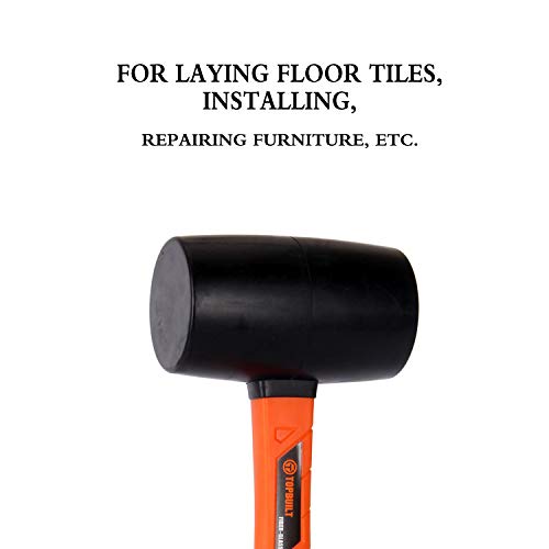 T TOPBUILT Fiberglass Handle Rubber Mallet- Durable Solid Rubber H...