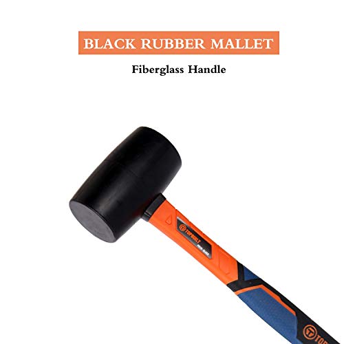 T TOPBUILT Fiberglass Handle Rubber Mallet- Durable Solid Rubber H...