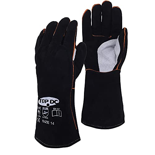 TOPDC 14 Inches, 482℉, Top Cowhide Mig/Stick Welding Gloves Heat R...