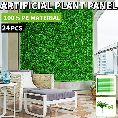 Topdeep 24PCS Boxwood Panels, 24x16 Artificial Boxwood Hedge Pan...