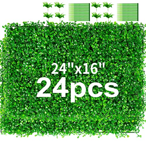 Topdeep 24PCS Boxwood Panels, 24x16 Artificial Boxwood Hedge Pan...