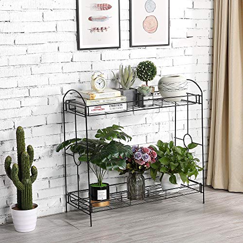Topeakmart 2-Tier Metal Plant Stand Outdoor/Indoor Flower Stand Ra...